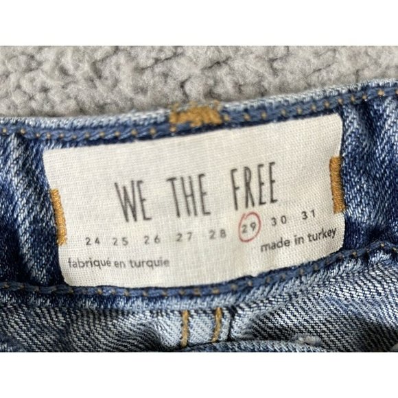 Free People High Rise Button Fly Denim Distressed Mini Jean Skirt Size 29 - Picture 4 of 10